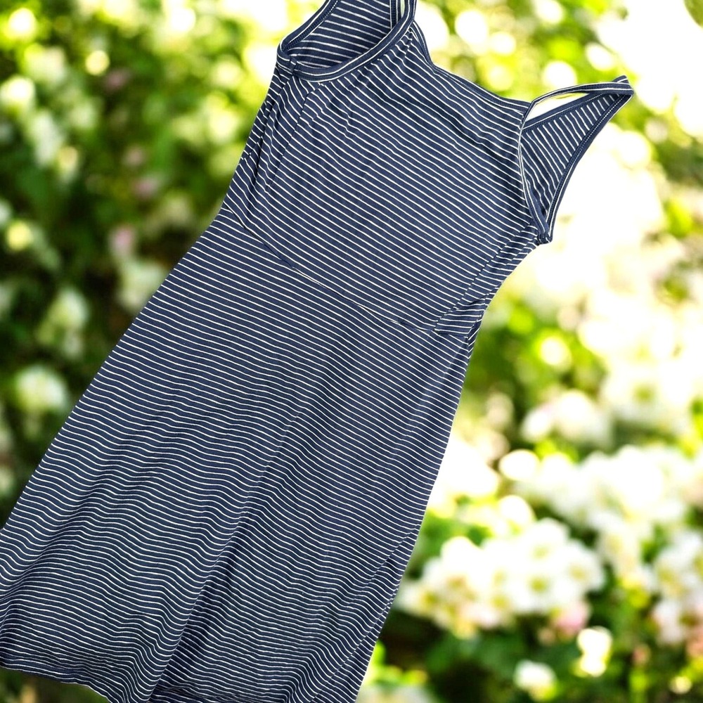 Toad&Co Samba Corfu Dress Womens XS Blue Striped Organic Cotton Tencel Casual